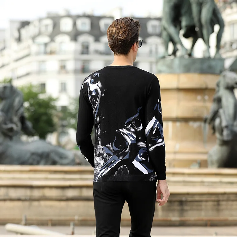 

Chinese style tiger head pattern printing fancy pullover sweater Autumn 2018 high-quality cotton soft elastic sweater men M-XXXL