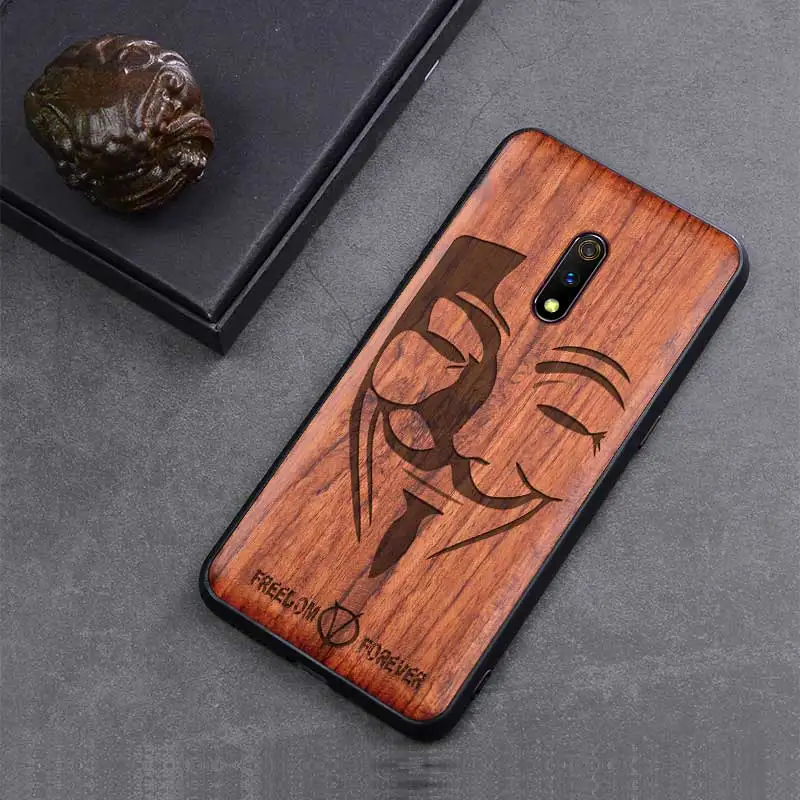 color 6 Новинка, чехол OPPO Realme X, тонкая деревянная задняя крышка, TPU, чехол-бампер для OPPO Realme X, чехол для телефона s - Цвет: color 6