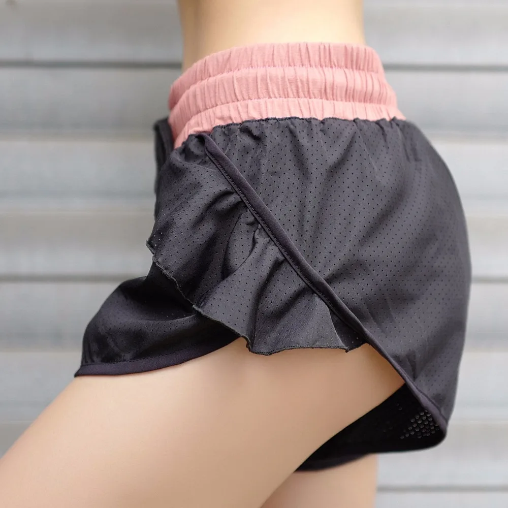 2021 CHU YOGA Breathable Quick Dry Sports Running Shorts Elastic Waist Mesh Overlay Fitness Outdoor Drawstring S1805 | Спорт и