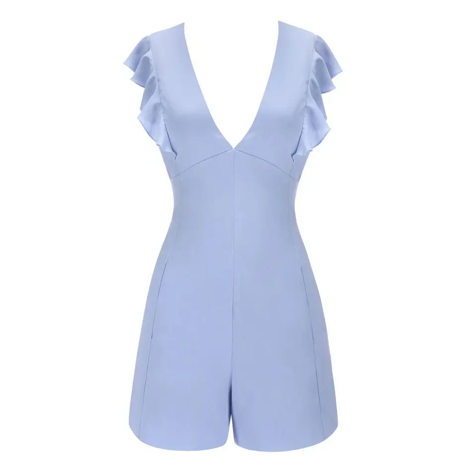 2018 для женщин Летние повязки Тощий комбинезон Playsuit боди с Рюшами Sexy Глубокий V
