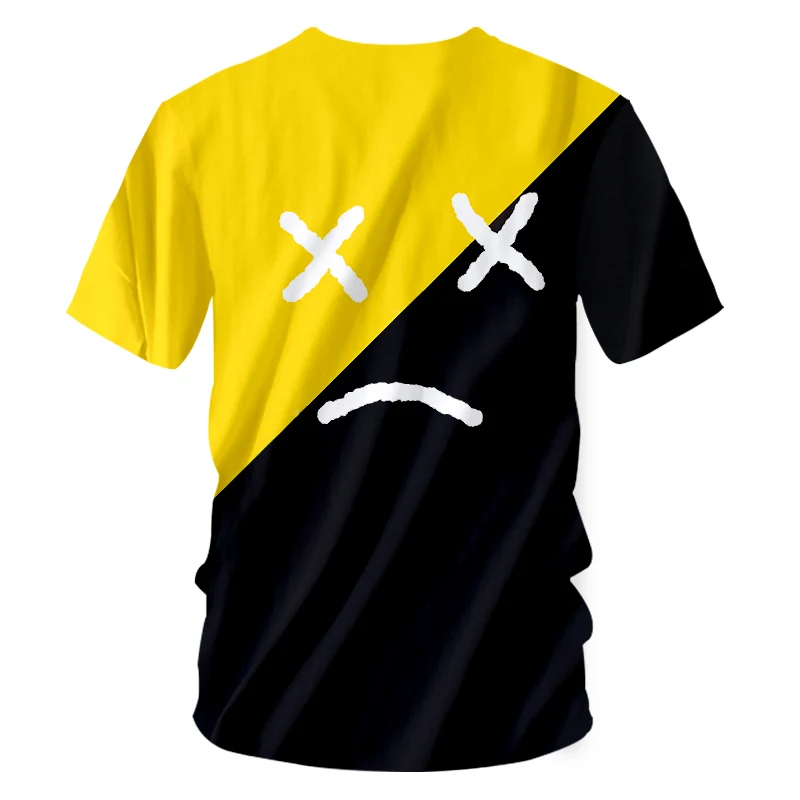 

UJWI Man Large Size Leisure O Neck Tshirt 3D Printed Black Yellow Expression Creative Men's Tee Shirt Assorted Color Theme