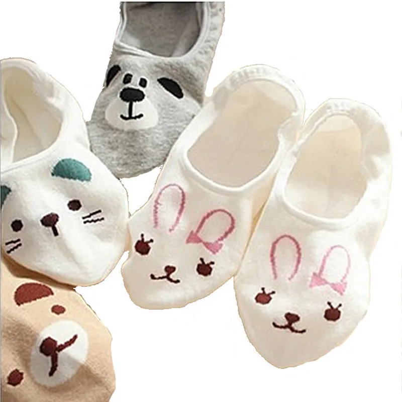 5 цветов хлопковые носки с рисунком панды кролика кошки тапочки принтом животных