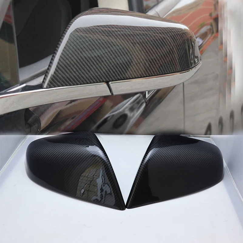 

100% Real Carbon fiber mirror cover For Tesla model S 60 70 P85 P90D 4 door sedan rear view mirror cover gloss black 2014 - 2016