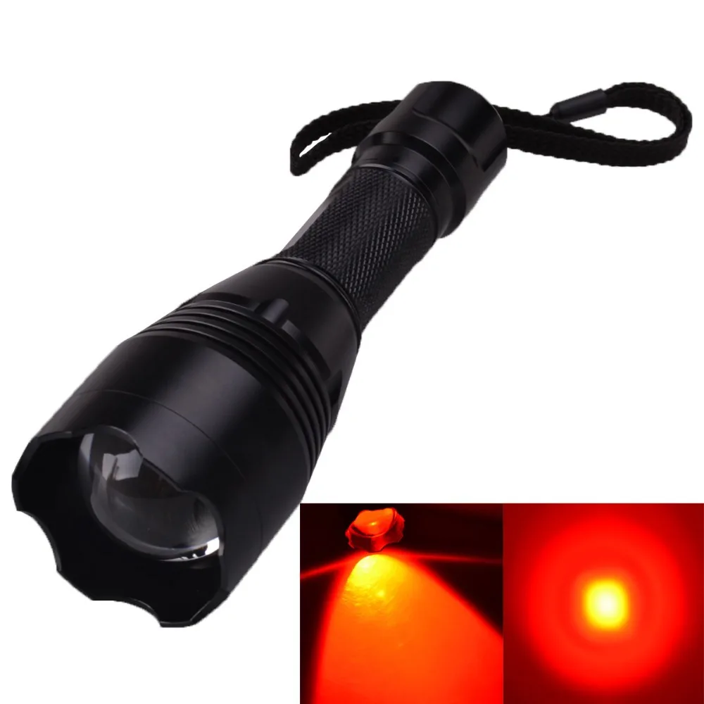 

SingFire SF-360R CREE XP-E R2-N4 500lm 3-Mode Zooming Red Hunting Led Flashlight with1 x 18650 Battery - Black