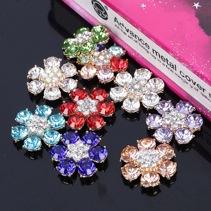 

2016New 50Pcs Plum Flower Rhinestone Button/Bucke for DIY Hair Accessories ZJ96