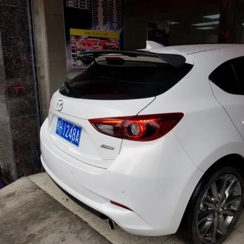 Для Mazda 3 Axela хэтчбек до спойлер из углеволокна наружный задний спойлер багажника декоративное крыло стайлинга автомобиля