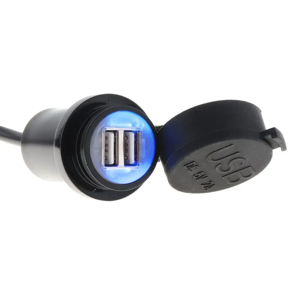12V DC 5V 2A ABS цилиндрическое водонепроницаемое двойное USB зарядное устройство для