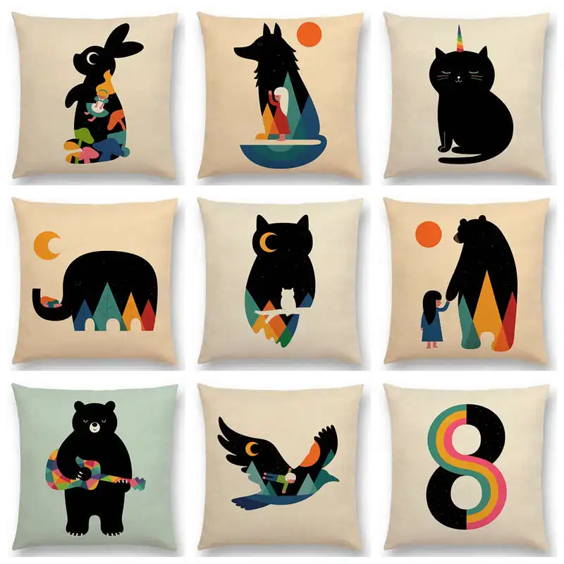 Фото Day Night Sun And Moon Child With Animals Friends Warm Colorful Dream Rainbow Cushion Cover Home Decor Sofa Throw Pillow Case Дом и сад Day Night Sun And Moon Child With Animals Friends Warm Colorful Dream Rainbow Cushion Cover Home Decor Sofa Throw Pillow Case Дом и сад