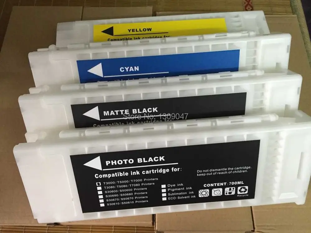5 pcs/lot 700ml refillable ink cartridges for Epson SureColor T3000 ink cartridges with Chip