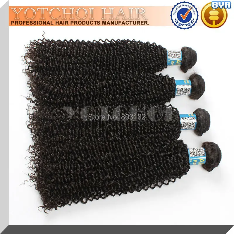Yotchoi beauty forever peruvian virgin hair natrual color 4pcs/lot 100% human kinky curl |