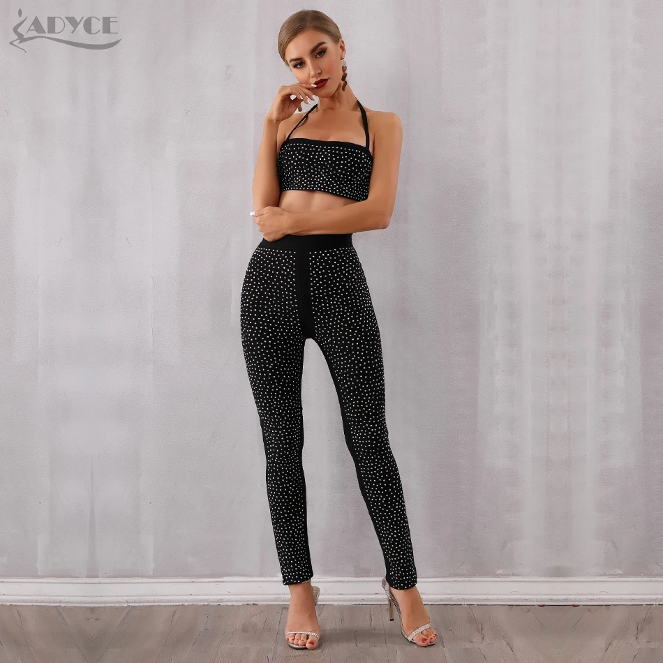 Adyce 2019 новые летние женские бандажные наборы Vestidos сексуальные черные топы с