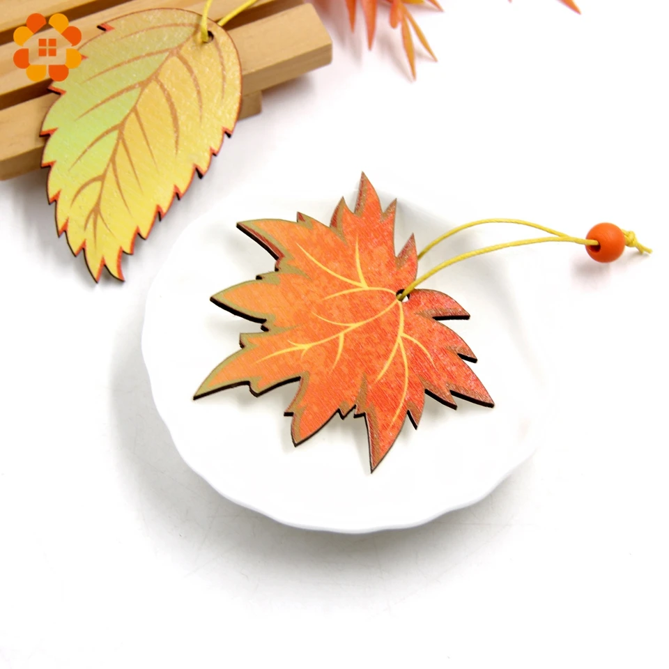 6 шт. винтажные Деревянные Подвески украшения сделай сам осенний кленовый лист