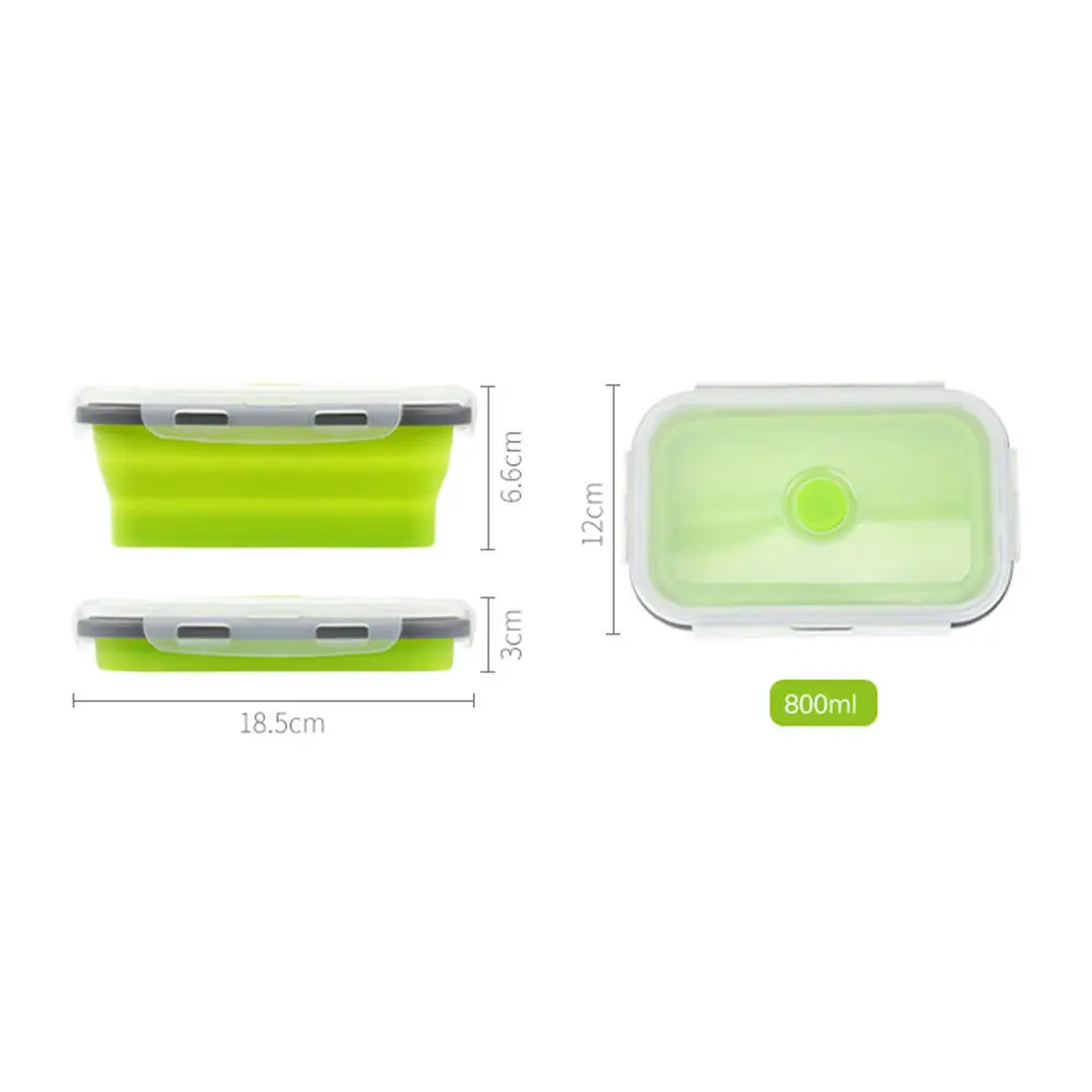 green 800ml Складной силиконовый Ланч-бокс складной для хранения корма контейнер складной Бенто-бокс миска для пикника кемпинга на открытом воздухе - Цвет: green 800ml