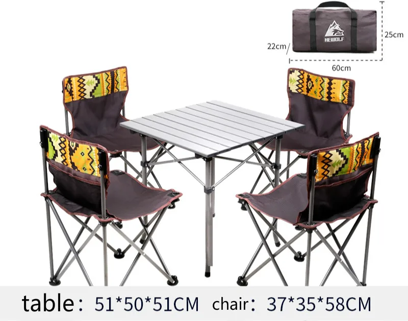 Outdoor Picnic Set Portable Folding Tables and Chairs for Camping Folding Table and Chair Set Foldable Aluminum Table - Цвет: 2