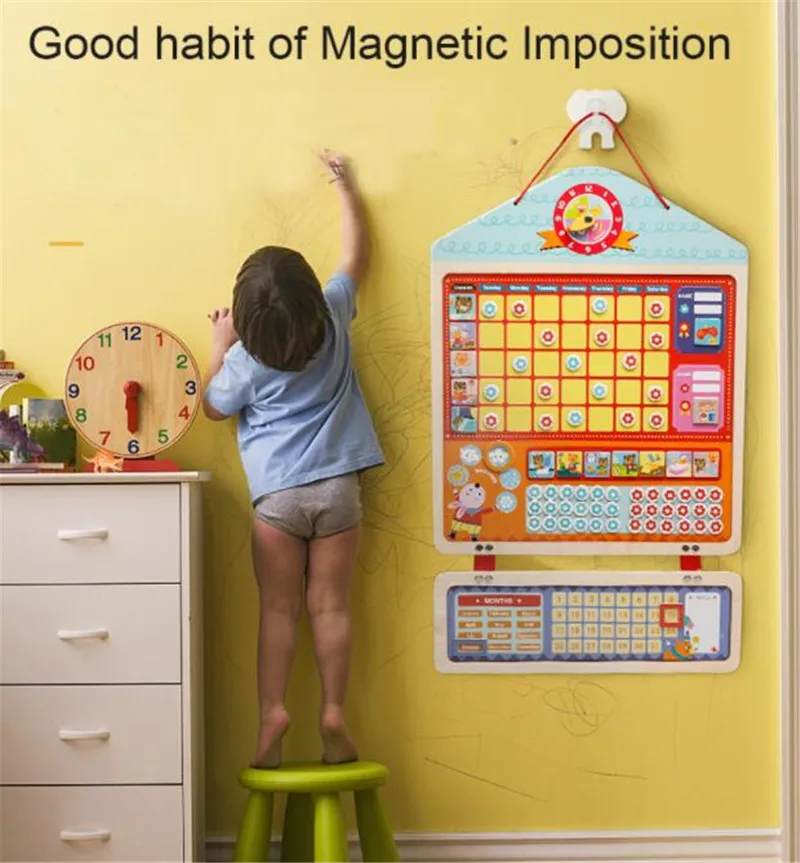 Baby Good Habit Board Responsibility Chart Self-discipline Table Drawing Wooden Toy Educational Toys For Kids | Игрушки и хобби