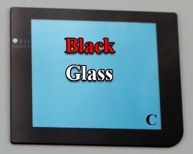C Black glass lens ChengHaoRan, 1 шт., высокое качество, золотой, черный, серебристый цвет, для GBP, защитная лампа, отверстие, пластик, стекло, экран, объектив для Kind GameBoy Pocket - Цвет: C Black glass lens