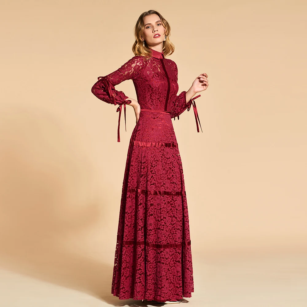 Dressv красное вечернее платье с высокой горловиной А силуэта элегантное длиной 3/4