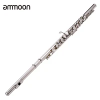western concert flute silver plated 16 holes c key cupronickel woodwind instrument with cleaning cloth stick bag