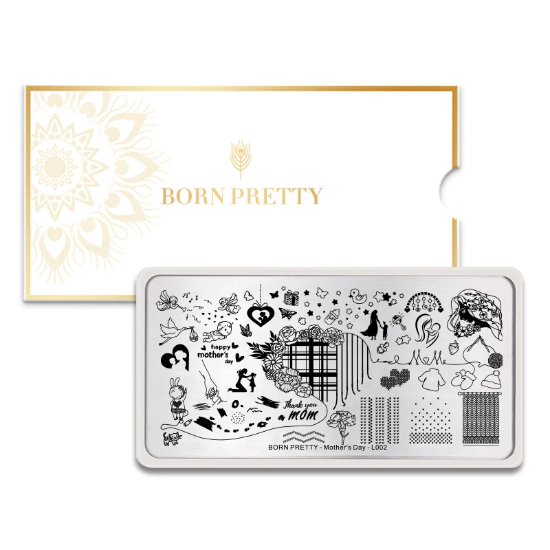 BORN PRETTY Mother's Day штамповочный трафарет для ногтей пластины геометрические Звезды Дизайн Ногтей изображение маникюрный шаблон дизайн