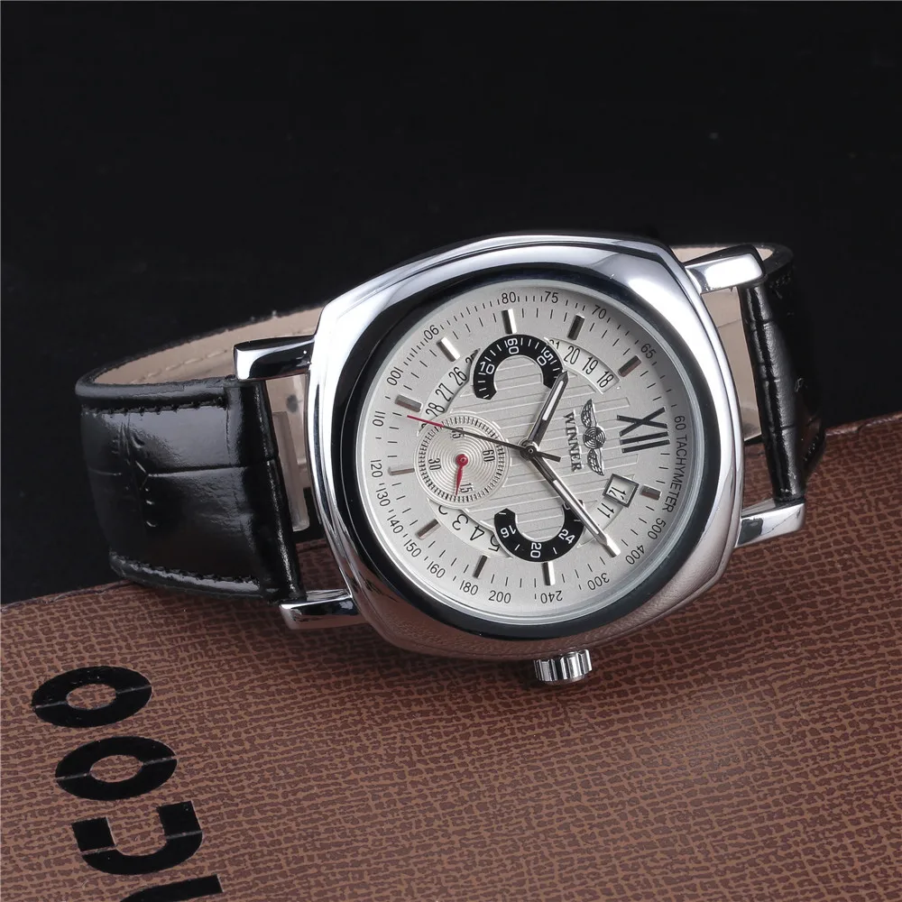 Победитель бренд спортивные часы для мужчин календари кожаный ремешок