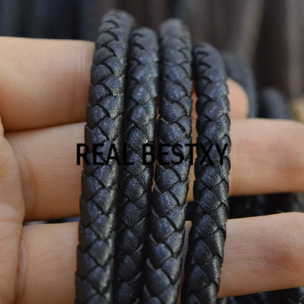 Настоящий BESTXY 5 м/лот 6 мм/черный натуральный настоящий шнур из натуральной кожи
