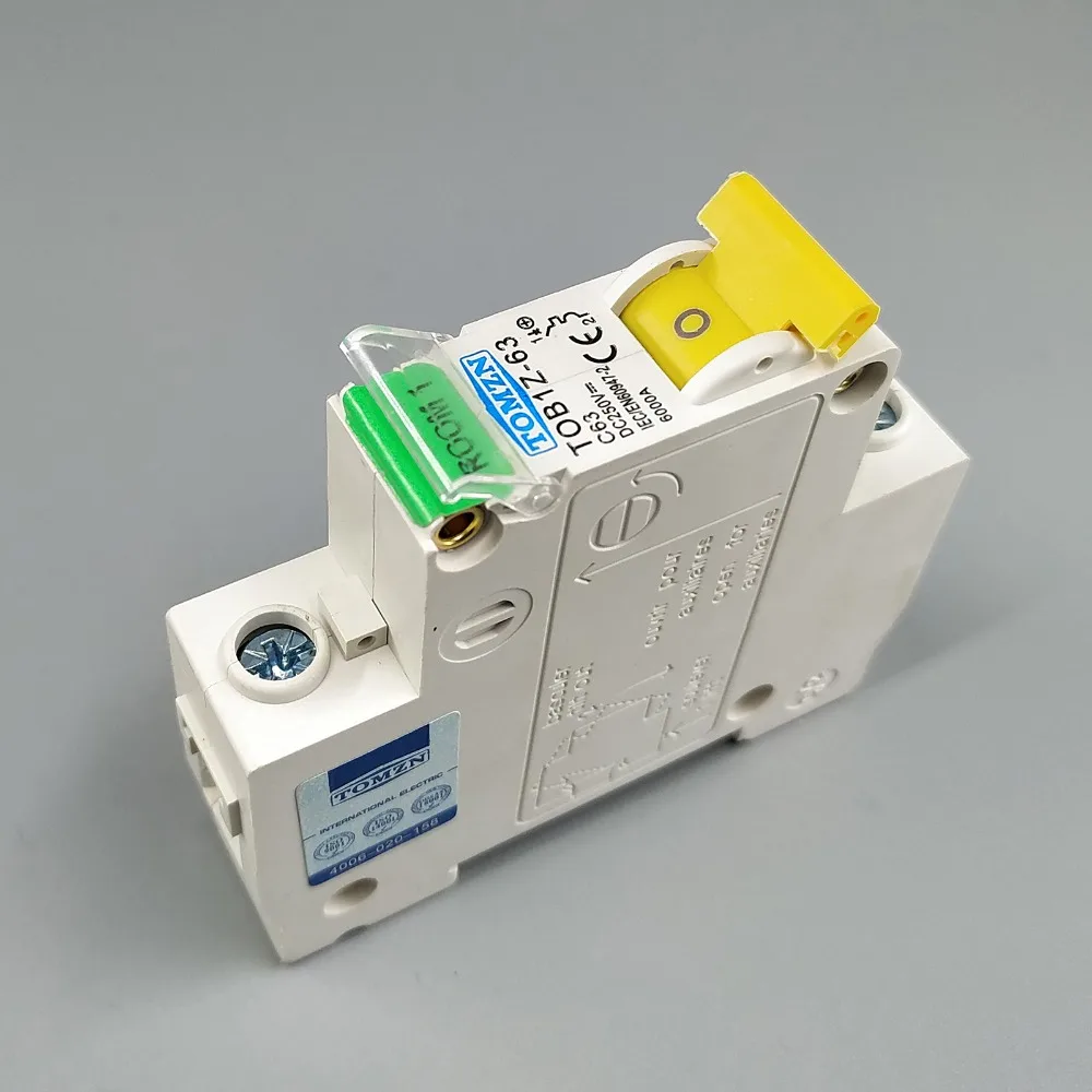 1P DC 250V Автоматический выключатель MCB C изогнутый однополюсный предохранитель