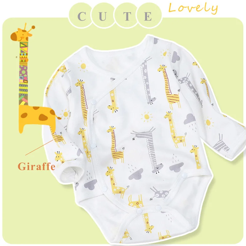 Giraffe Боди для малышей; одежда унисекс для новорожденных девочек; Одежда для маленьких мальчиков; комбинезон с длинными рукавами; боди с застежкой сбоку; милая детская одежда для близнецов - Цвет: Giraffe