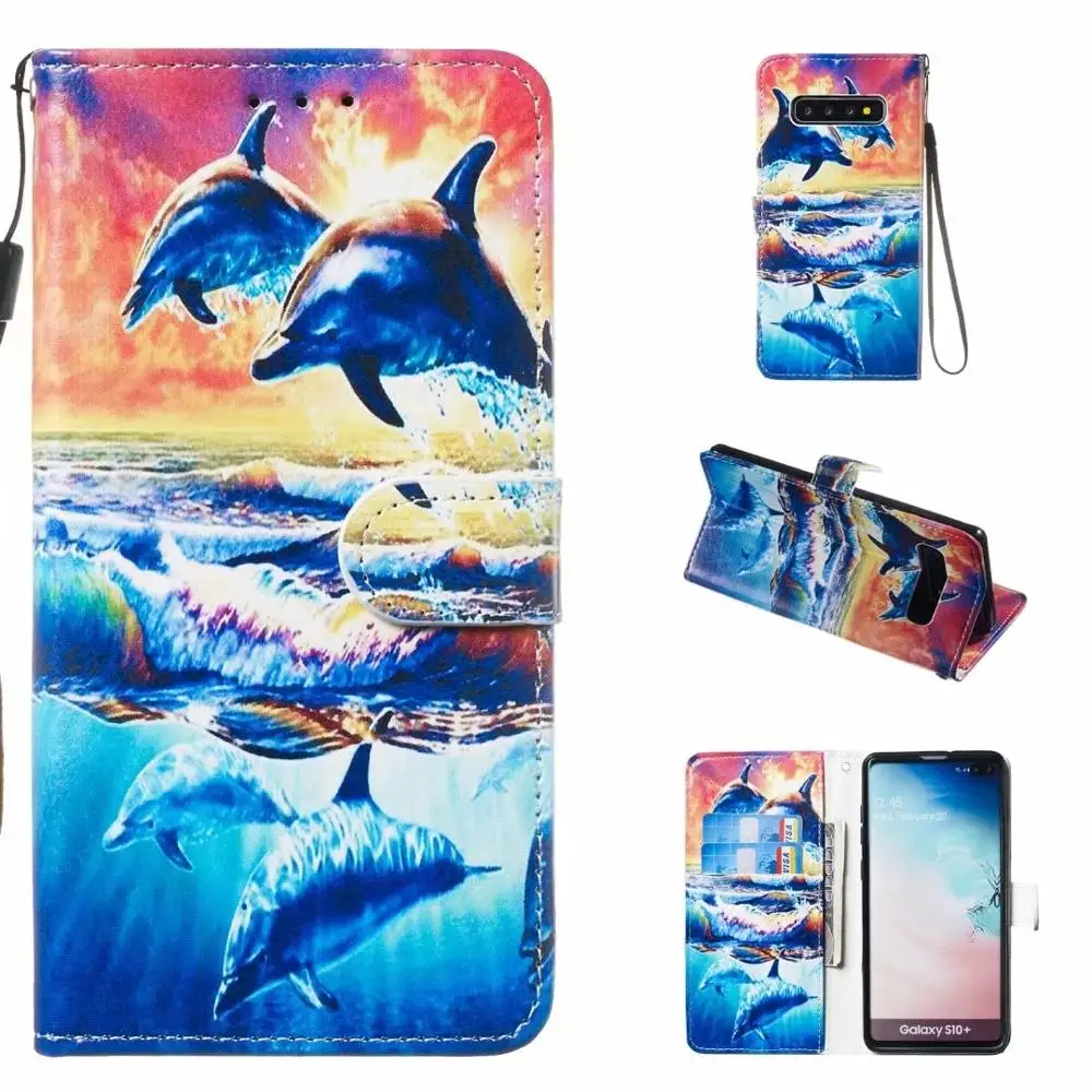 Чехол с откидной крышкой для Samsung Galaxy S10 Plus S10e S8 S9 A70 A50 A30 A20 M30 M20 животный чехол из
