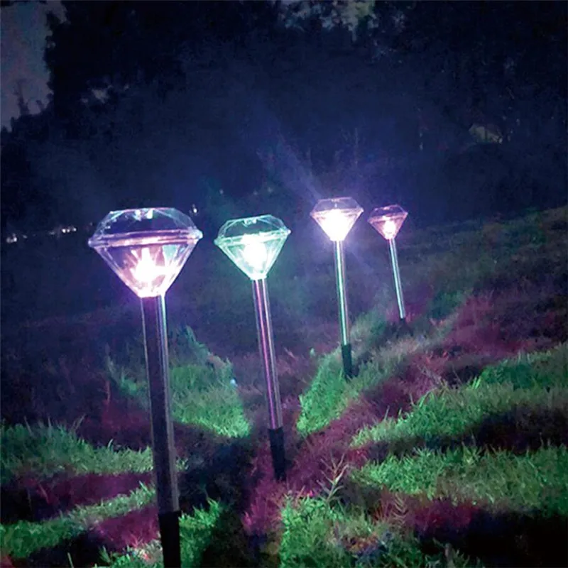 

LED Solar Light Stainless Steel For Garden Decoration Diamond Stake Lights Outdoor Lawn Solar Powered LED Solar Lamp Lantern