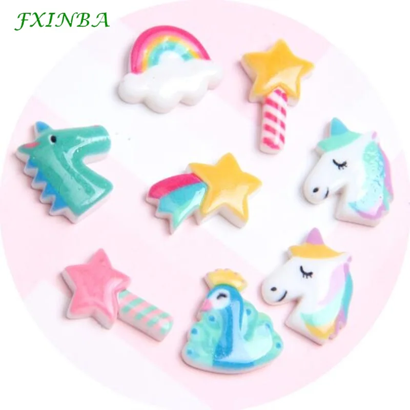 FXINBA 1/3/5/10 штук, искусственный бриллиант из смолы, единорог, Чарующее ювелирное Slime наполнитель DIY Украшение Телефона декоративные амулеты Лизун глины поставок шлама игрушка