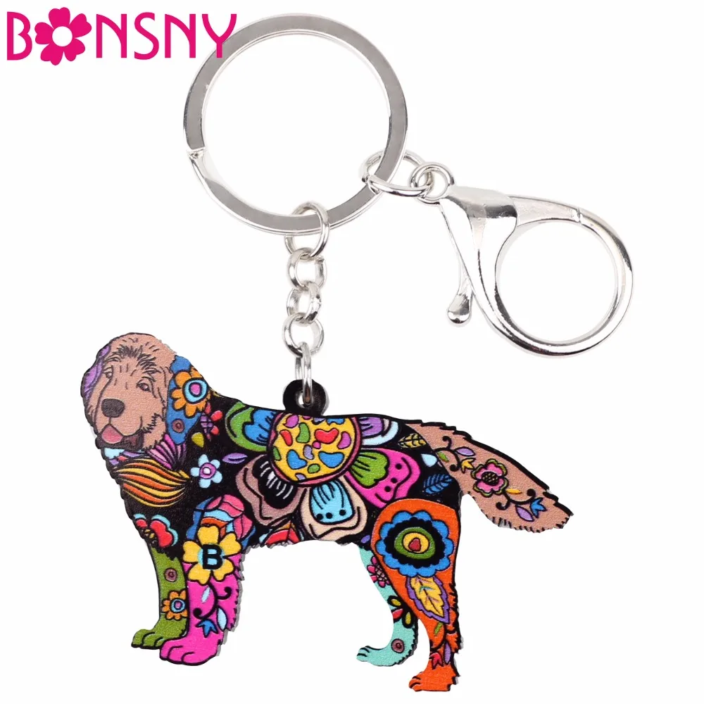 Bonsny акриловые ювелирные изделия в виде животных основная собака брелок подарок