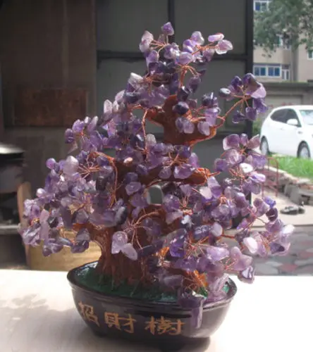 Натуральный Аметист кварц драгоценный камень дерево рейки лечение|gemston|tree lengthtree