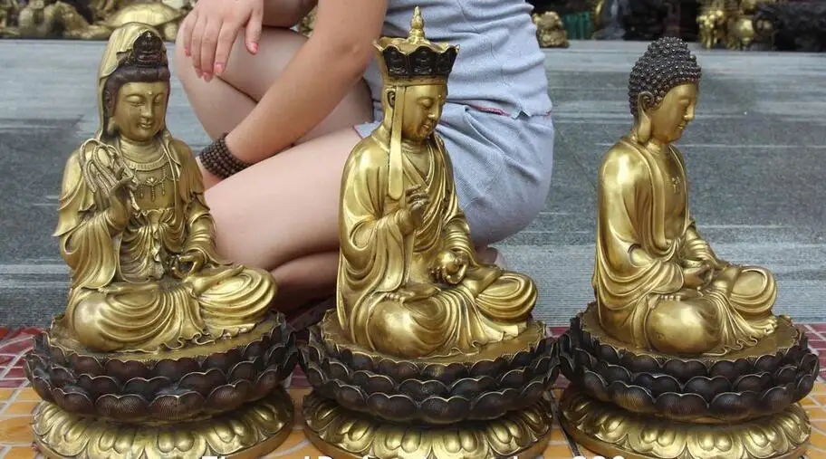 Набор китайских Бронзовых Статуй Будды лотос Сакьямуни кьюнь Инь кситигарбха 20