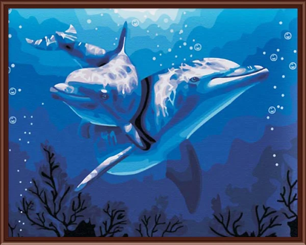 Бескаркасная картина на канва настенная живопись по номерам абстрактный Dolphin
