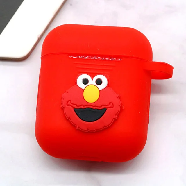 red Sesame Street Милый мультяшный беспроводной Чехол для наушников для Apple AirPods 2 Силиконовый чехол для зарядки наушников Защитный чехол для AirPods - Цвет: red Sesame Street