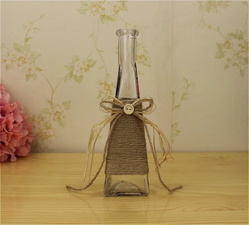 

Microstomia trigonometric rustic vase transparent glass vase hemp rope vintage countertop decoration vase