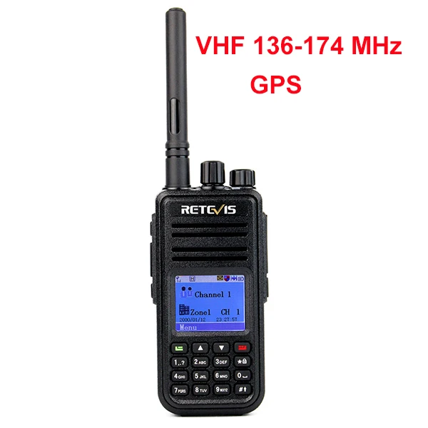 Retevis RT3 рация ПМР радио Цифровая(gps) UHF 400-480 МГц 5 Вт радиостанция 2 антенны с программным кабелем ЖК-дисплей - Цвет: GPS VHF
