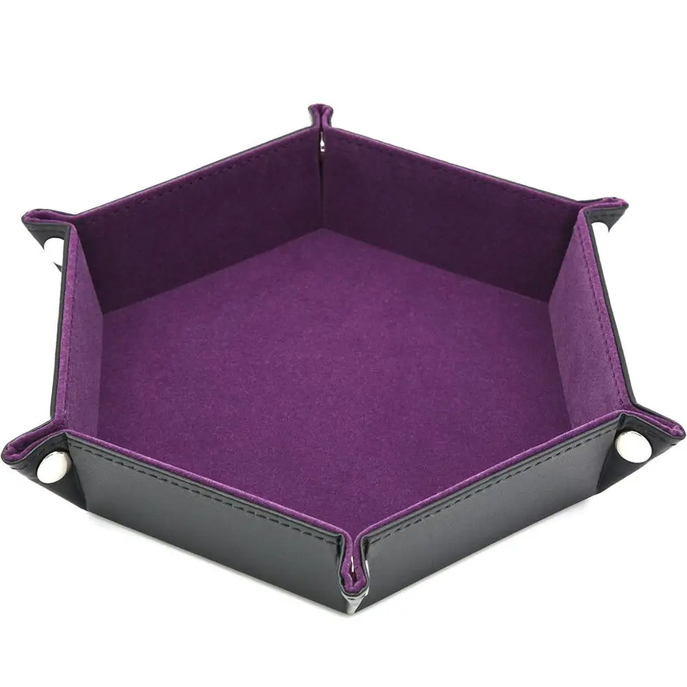 Purple Кости Хранитель из искусственной кожи шестиугольник кости лоток для использования ролевых игр кости или хранения безделушек(фиолетовый синий красный розовый красный оранжевый зеленый - Цвет: Purple