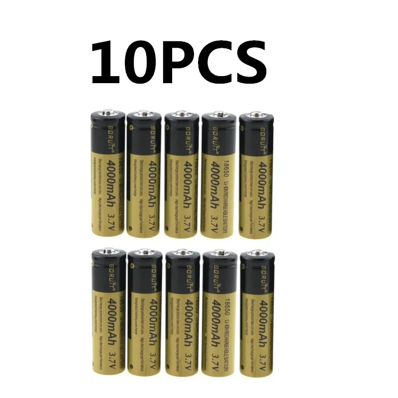 10PCS Перезаряжаемый 18650 литий-ионный аккумулятор 3,7 V 4000mAh 18650 Аккумулятор для фонарей фар с дистанционным управлением автомобиля - Цвет: 10PCS