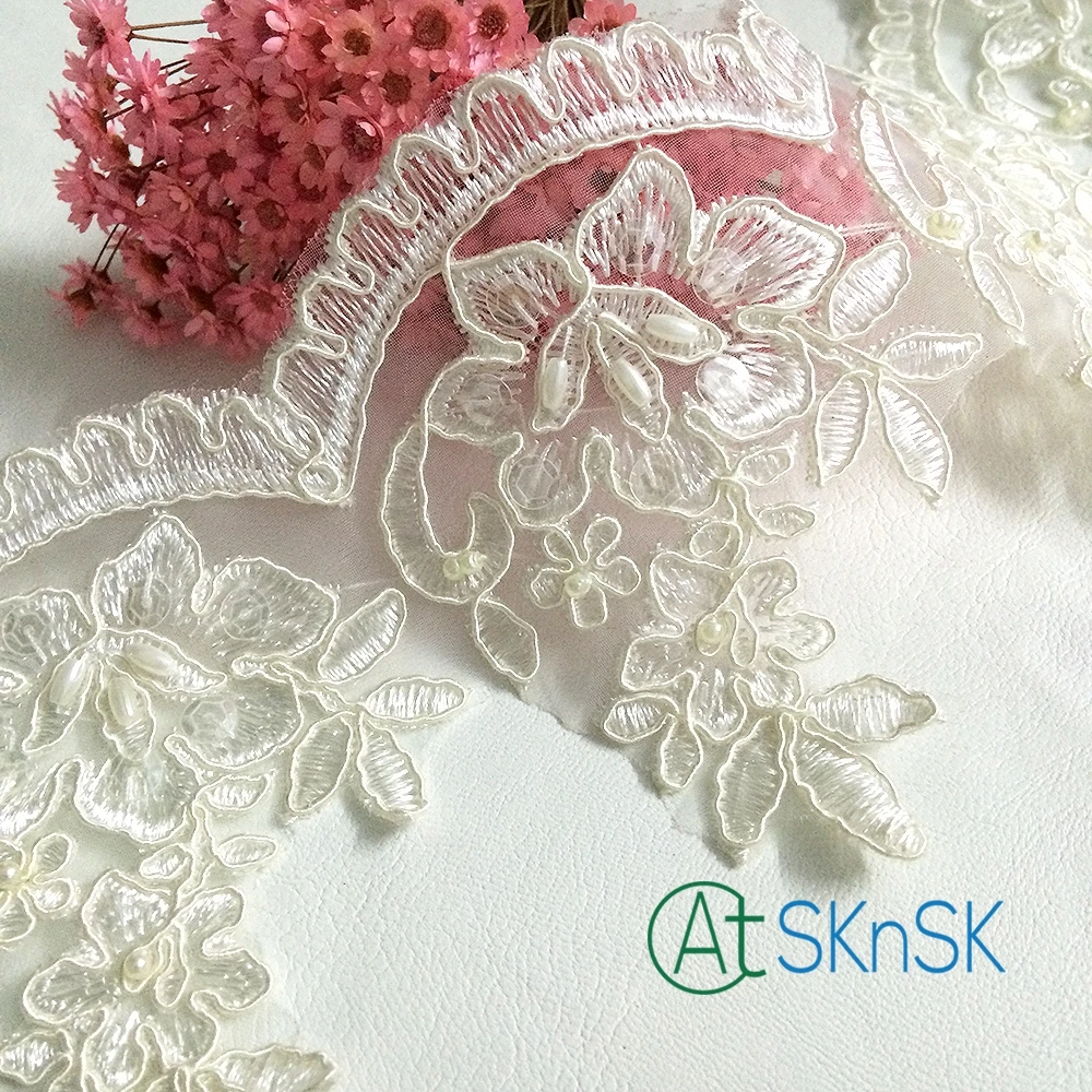 Unique lace5 yard/lot 11cm width lovely white lace trim DIY beads lady dress sewing car bone embroidery ribbon A2 | Дом и сад