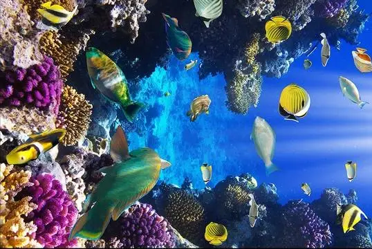 Водонепроницаемые обои для ванной стены подводный мир 3D полы | Обустройство дома