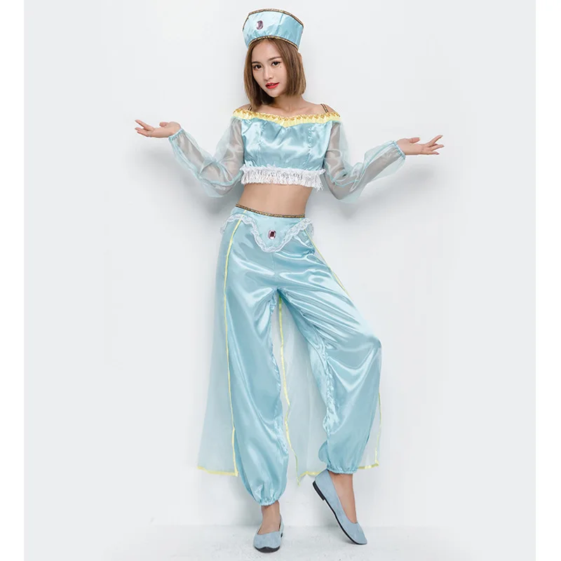 Adult Aladdin's Lamp Jasmine Princess Costumes Cosplay For Woman Halloween Party Belly Dance Dress Indian Costume | Тематическая