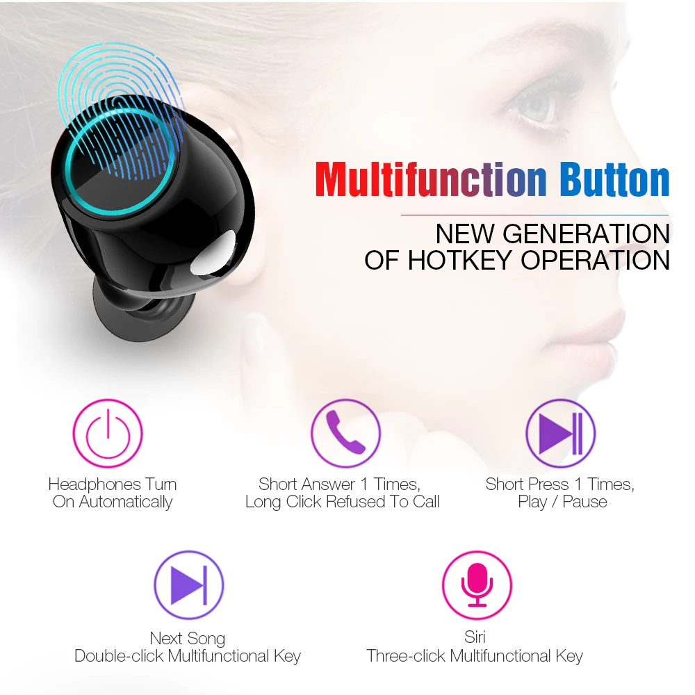 Наушники вкладыши TWS Bluetooth наушники Bass водонепроницаемый воздуха ухо спящие