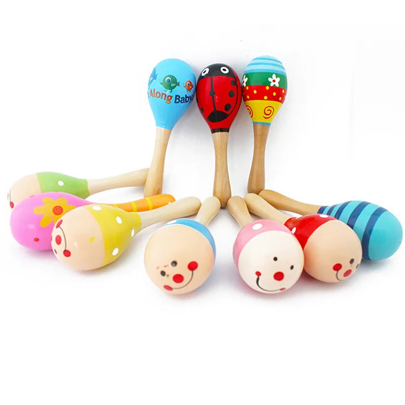 

50pcs Mini Colorful Wooden Maracas Ball Rattle Toys Sand Hammer Party Gift Kids Baby Early Learning Musical Instruments Toys