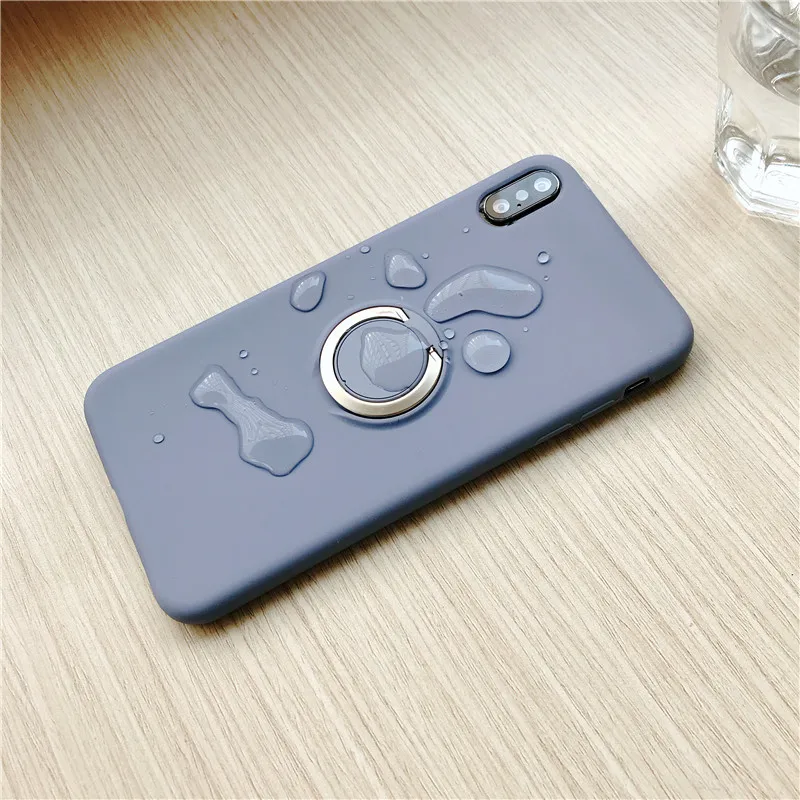 Новый жидкий силиконовый чехол с кольцом для телефона 360 iPhone XS Max XR X 6 6S 7 8 Plus Fundas