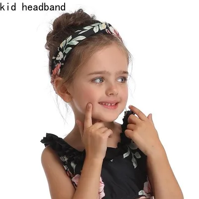 kid headband Черный цельный купальник с цветочным рисунком для девочек, пляжная одежда для мамы боди, купальный костюм для мамы детское бикини - Цвет: kid headband