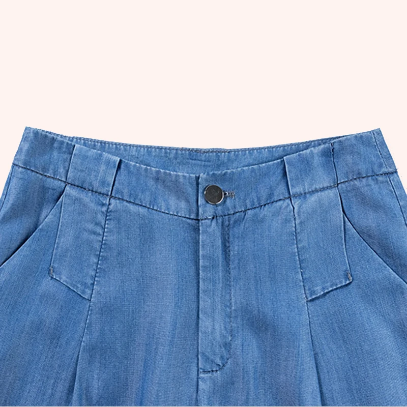 

Women's Cropped Denim Jeans Wide Leg Casual Korean Style Soft Breathable Comfort Capri Jeans Skirt Plus Size