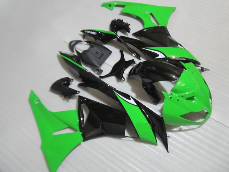 Комплекты обтекателей для Kawasaki ZX6R 2009 2010 2011 2012 зеленый черный пластиковый ниндзя