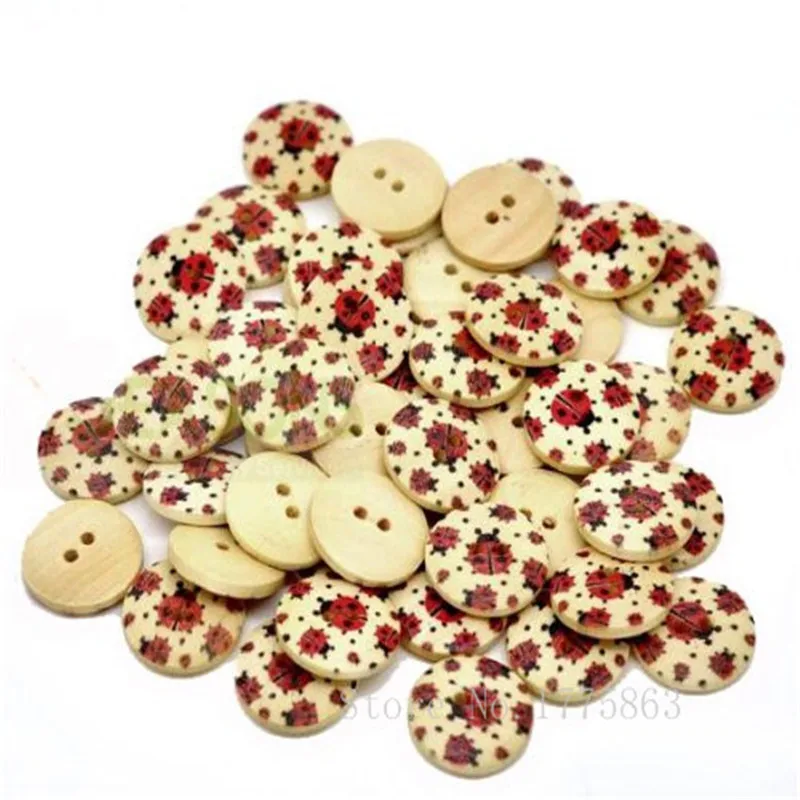 Круглые пуговицы с узором божьей коровки 50 шт. 18 мм для шитья скрапбукинга