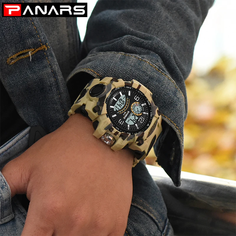 

PANARS Electronic Digital Shock Men Watch Military Design Waterproof Sport Outdoor Watch Clock Male Wristwatch Mens 2020 Relogio
